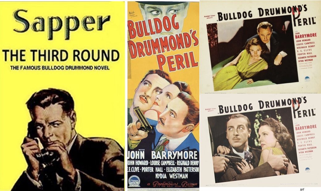SaveRedlandLibr's tweet photo. 6:35pm TODAY on @TalkingPicsTV 

The 1938 #Thriller film🎥 “Bulldog Drummond’s Peril” directed by #JamesPHogan &amp; written by #StuartPalmer

Based on the 1924 novel📖 “The Third Round” by #HermanCMcNeile (w/as #Sapper)

🌟#JohnHoward #JohnBarrymore #LouiseCampbell #ReginaldDenny https://t.co/wrVSYXAKAP