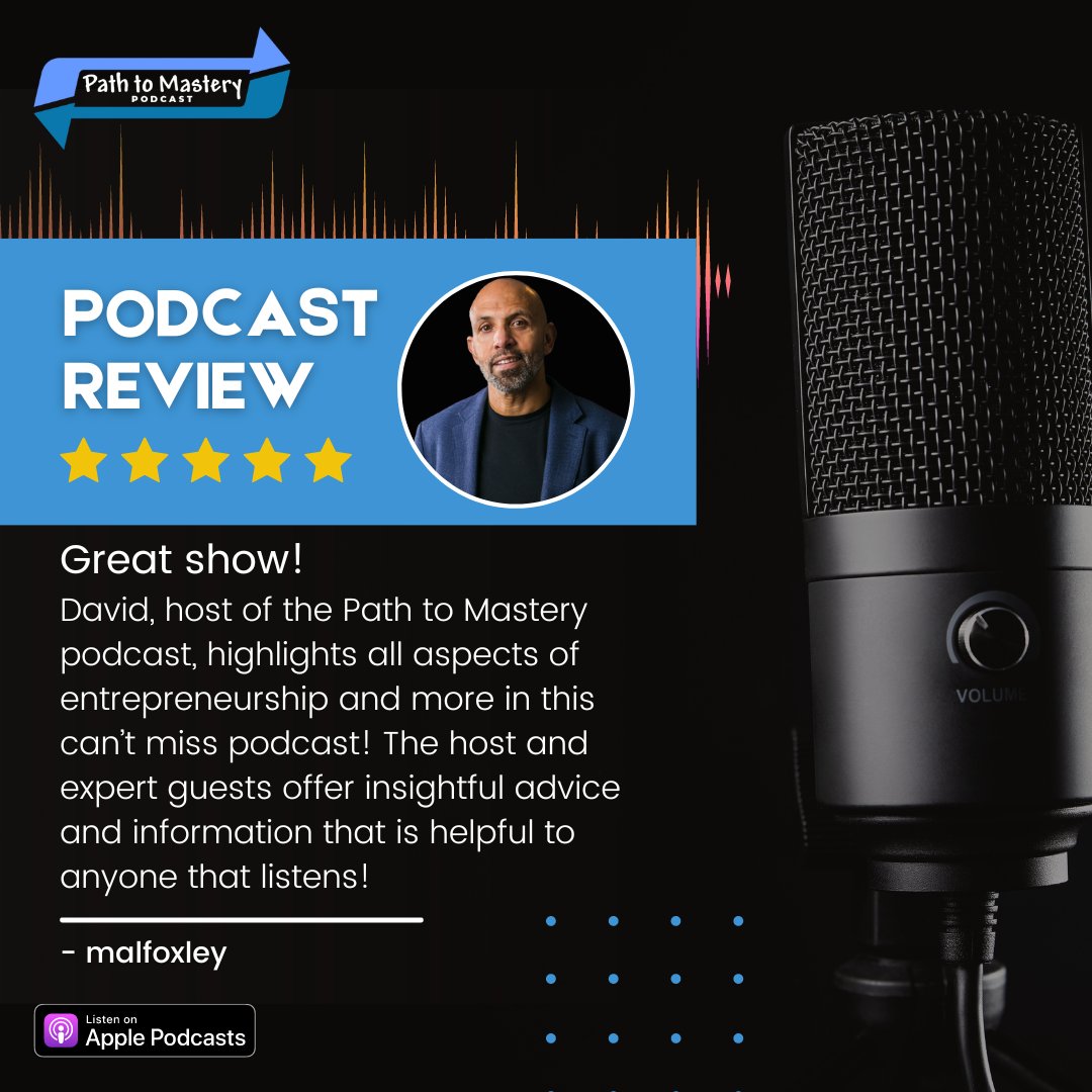 davidihill's tweet image. Delighted to share our podcast review! 🌟🎧 We're grateful for the continued support and feedback from our listeners. Thank you for tuning in and being a part of the journey. Stay tuned for more enriching episodes coming your way! #pathtomasterypodcast #pathtomastery