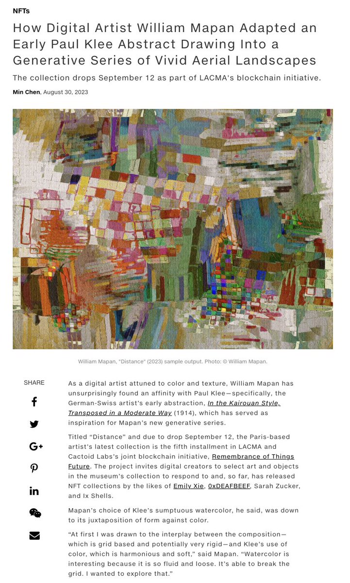 ❤️🔥 MUST READ article by <a href="/artnet/">Artnet</a>'s brilliant Min Chen on <a href="/williamapan/">William Mapan</a>'s most ambitious series to date<> DISTANCE <> w/<a href="/LACMA/">LACMA</a> + <a href="/CactoidLabs/">Cactoid Labs</a>. 🔥❤️👇

news.artnet.com/market/william…