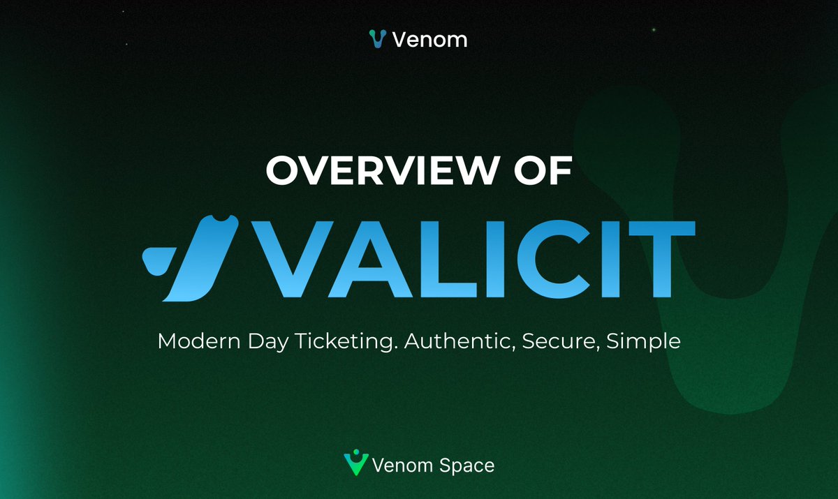 👀 Overview 

🎟️<a href="/Valicit_tix/">Valicit</a> is marketplace for verified primary &amp; secondary tickets. 

🔒 Ensuring authenticity, security and fair pricing in every transaction.

📖 Dive into the thread to learn more about <a href="/Valicit_tix/">Valicit</a> 👇

#VenomSpace #VenomTestnet #VenomNetwork #VenomTestnet