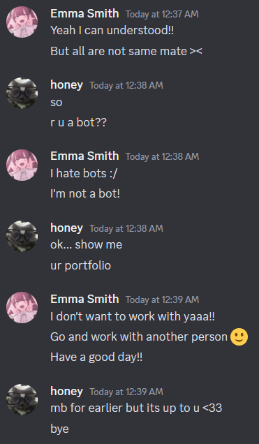 IS THIS A BOT OR NO cuz genuinely idk anymore and i am guiltying brain rn 
if it is a bot then damn these r getting scarier 😭