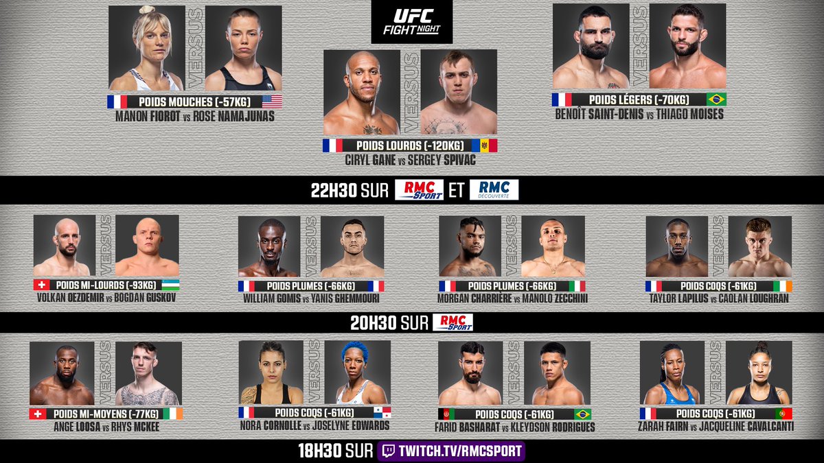 MMArena_'s tweet photo. 🚨🚨 LA CARTE OFFICIELLE #UFCPARIS DE SAMEDI 🇨🇵 https://t.co/AY4cpHcbV3