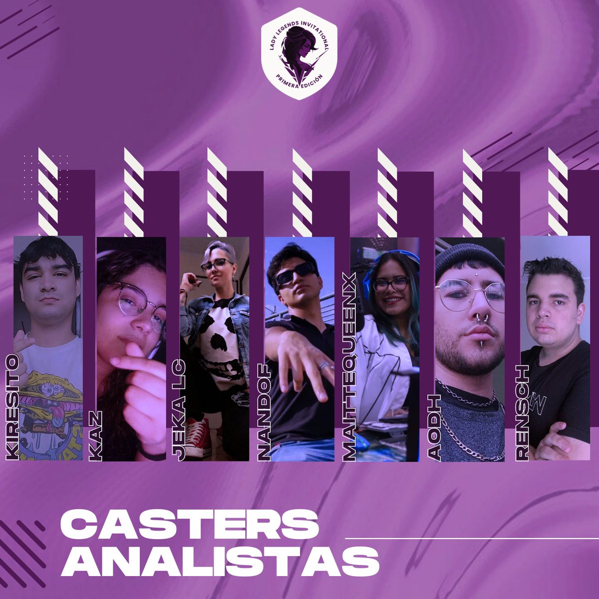 Una liga no podría ser posible sin voces mágicas. Demos la bienvenida a nuestros y nuestras casters/analistas que nos estarán acompañando en esta travesía #LadyLegends.

🎙️@Kiresito1
🎙️@KassuSz
🎙️<a href="/JekalcC/">JekaLC</a>
🎙️<a href="/NandoF_mx/">NOS NandoF</a>
🎙️<a href="/maittequeenx/">PPW Temai</a>
🎙️<a href="/aodhcs/">F/A Aidan 'Aødh' Albornoz Aveni</a>
🎙️<a href="/RenschLive/">Rensch</a>