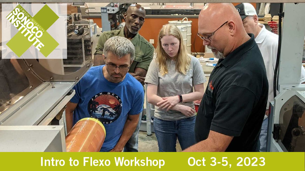 Sonoco Institute (@sonocoinstitute) on Twitter photo The Intro to #Flexo Workshop will present the elements required to produce a finished product including layout, trapping & distortion, platemaking, proofing, ink station set up, ink maintenance, press operation and quality control. Oct 3-5 at <a href="/ClemsonUniv/">Clemson University</a> ecs.page.link/E3qwA The Intro to #Flexo Workshop will present the elements required to produce a finished product including layout, trapping & distortion, platemaking, proofing, ink station set up, ink maintenance, press operation and quality control. Oct 3-5 at <a href="/ClemsonUniv/">Clemson University</a> ecs.page.link/E3qwA