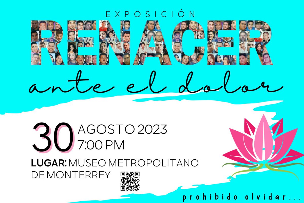 Hoy es el Día Internacional de las Víctimas de Desaparición Forzada y el <a href="/ColectivoRenacr/">Colectivo Renacer por Nuestros Desaparecidos NL</a> me dió la oportunidad de formar parte de la exposición “Renacer ante el dolor” un homenaje para sus familiares y personas que están en la lucha. 
Museo Metropolitano de Monterrey 7 pm 💖