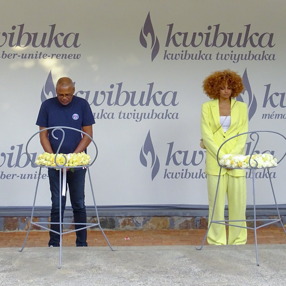 Kigali_Memorial's tweet photo. French Football coach &amp; former PSG goalkeeper @BlamaOfficiel &amp; Miss France 2017, @aliciaayliesoff honoured victims of Genocide against the Tutsi with a laying of wreaths at the burial place. They also learnt more about the history of Genocide through a tour of the exhibits. https://t.co/ZdHpfiLBDm