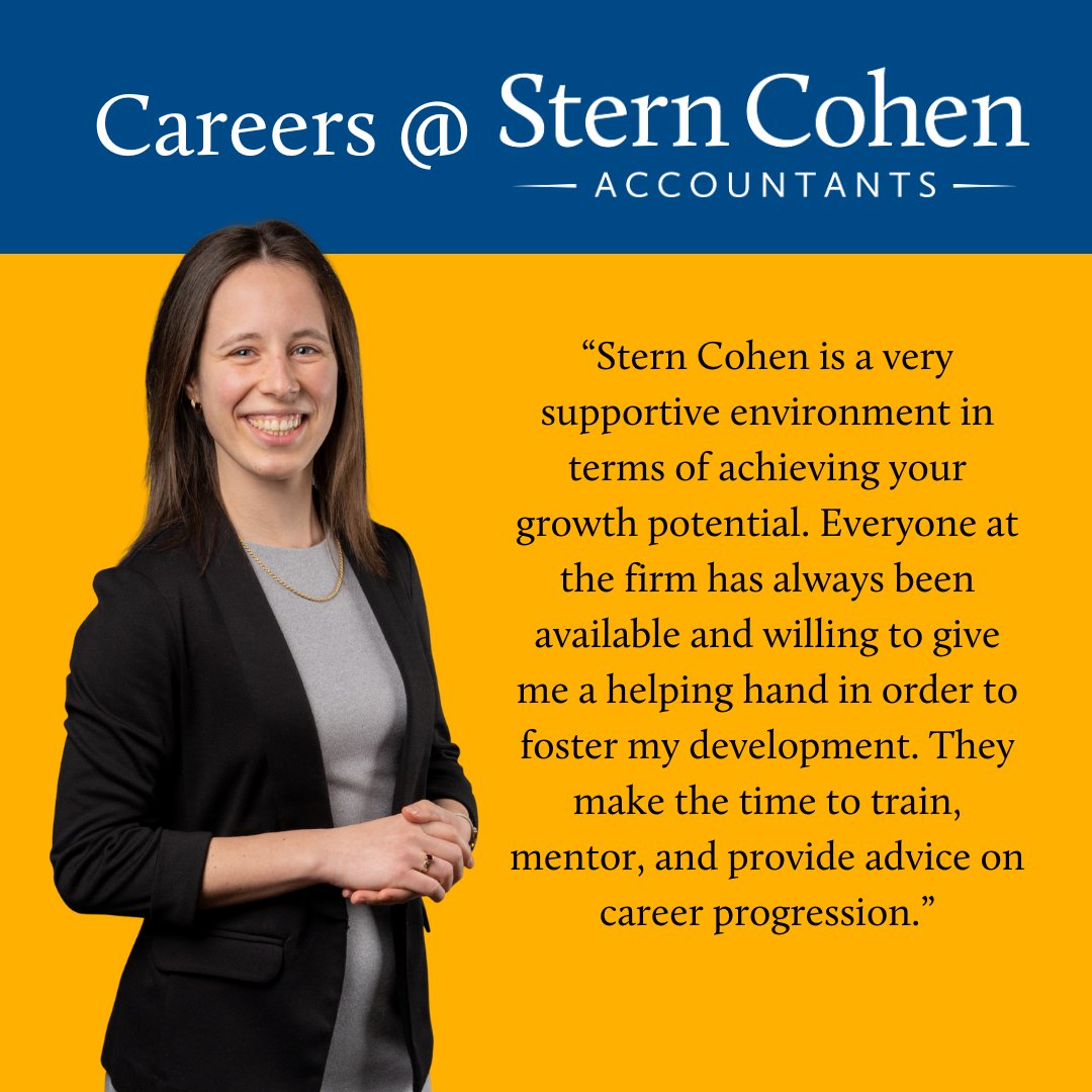 SternCohenLLP's tweet photo. We are committed to promoting from within! 5 years ago, Katarina started at Stern Cohen as a Staff Accountant in our Assurance practice. Since then, she’s been promoted to Senior and now to Manager. PS: We're #hiring! Check out our #Careers page: https://t.co/8QfqWYkpRg https://t.co/lSCJnNZTQt