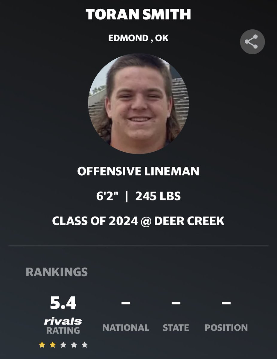 Thank you for the rating @Rivals @Creek_Football #TMRollsDeep