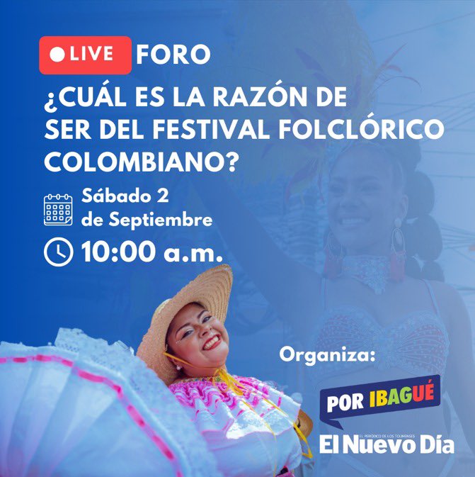 greiscifuentes's tweet photo. ¡Amigos y amigas! los invito a que se unan a este foro para explorar juntos la importancia y el propósito detrás del Festival Folclórico Colombiano, que el otro año celebra sus 50 años.🎉👹💃 https://t.co/LQGSXWlor6
