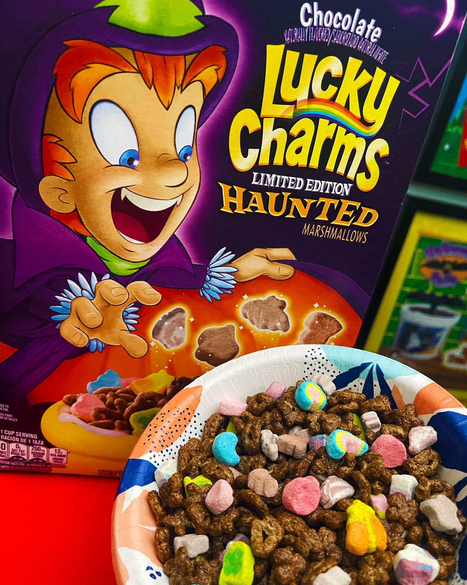 Chocolate Lucky Charms Cereal with Haunted Marshmallows, Halloween
