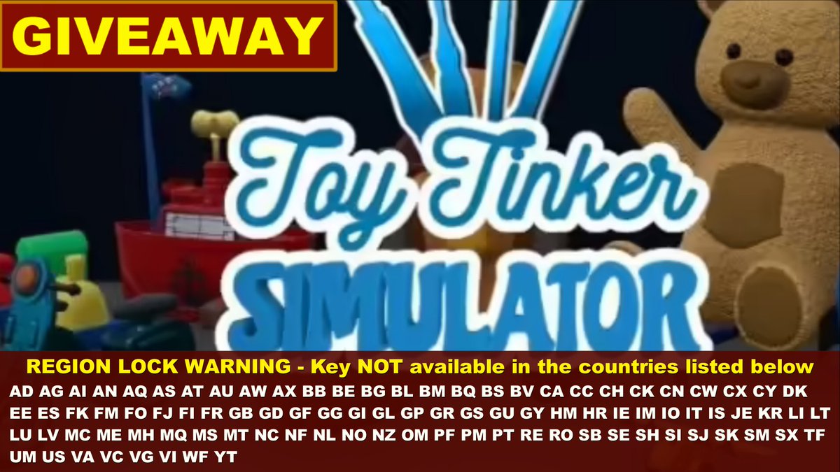 gbrossoft's tweet photo. Toy Tinker Simulator #Steam key #Giveaway.⏳Ends in 24 hours

#ToEnter
1) Follow us
2) Tag a friend
3) Like &amp; Retweet

You can also participate in our $100 Steam Gift card Giveaway which ends in less than a week 👉https://t.co/YMduIXkTEE

#Indiegame #pcgaming #free #GiveawayAlert https://t.co/Er3miE1HS8