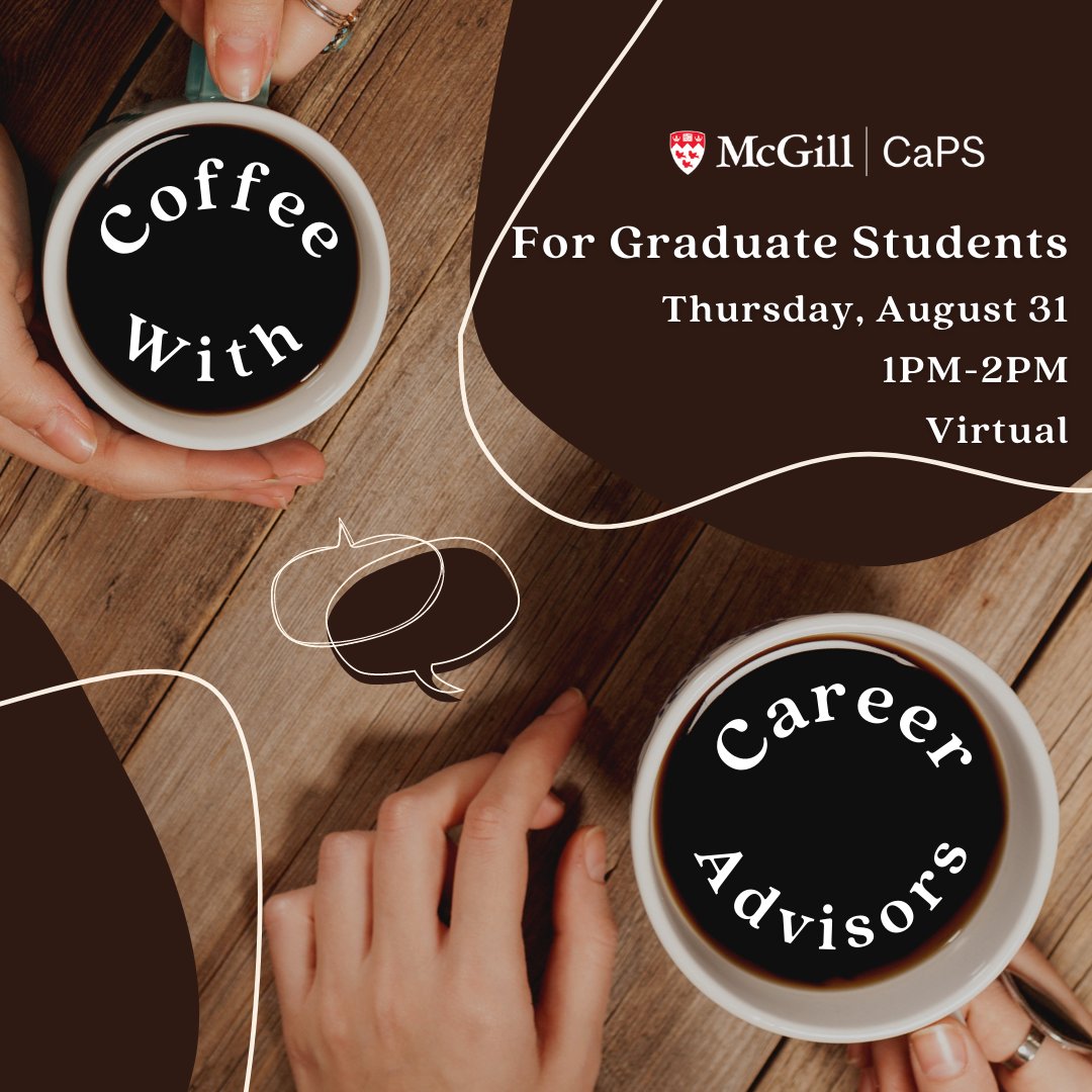 Our team of graduate career advisors are here to make it easier for you to get the info you need & take the next step in your employment journey.
RSVP: caps.myfuture.mcgill.ca/students/

#McGillCareerPlanningService #McGillCaPS #CareerSkills