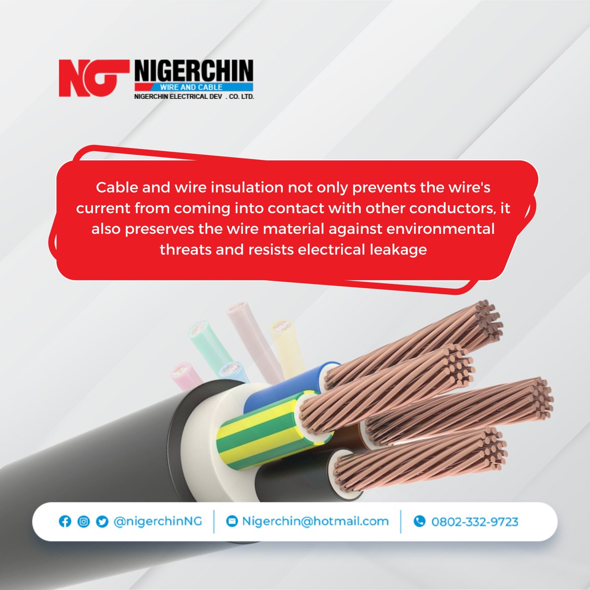 NigerchinNG's tweet image. Safety is important to us at Nigerchin and that's why we make sure that our cables and wires are always properly insulated.

#CableInsulation #SafetyPerformance #Nigerchin #Nigerchincablesandwires