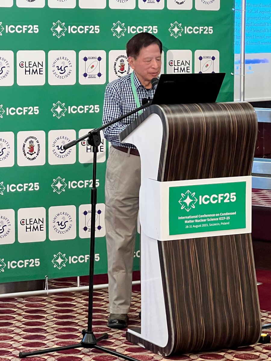 SolidStateFE's tweet photo. Bin-Juine Huang presents at #ICCF25 on anomalous gas emission from low-energy nuclear reaction of water. https://t.co/HkBWG0350m
