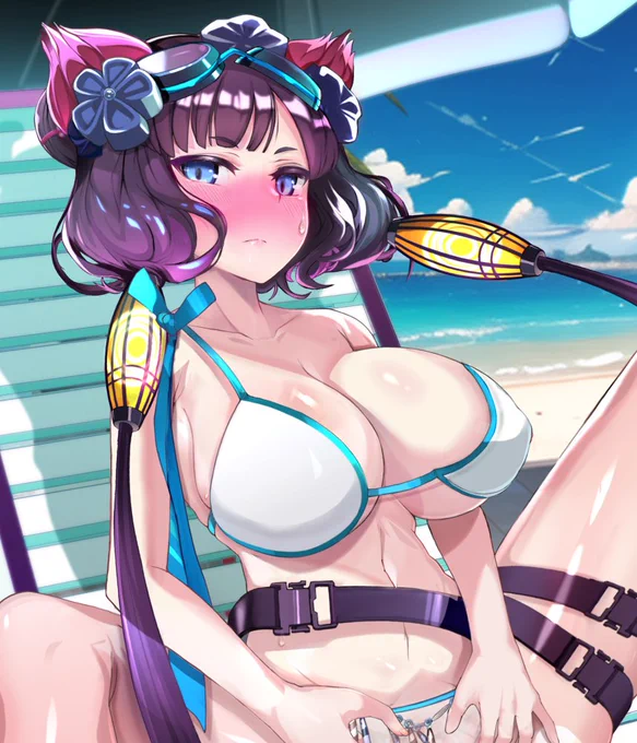 ビーチで視線を感じてなんだか恥ずかしい水着北斎ちゃん#FGO #FGO8周年 