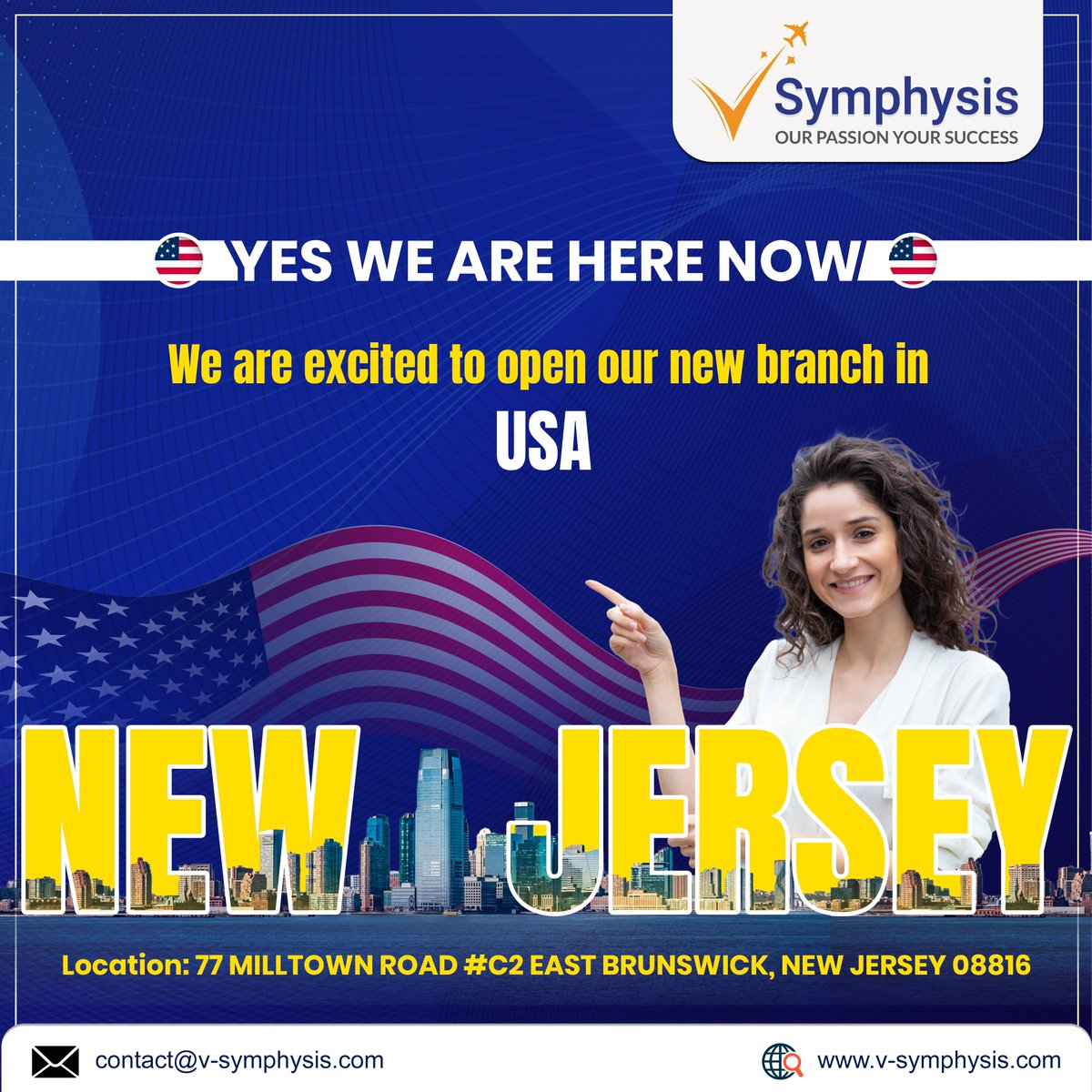 vsymphysis's tweet photo. 🎉 We're thrilled to announce the #grandopening of our #NEWbranch (V-Symphysis) in the USA 🌟

Time to spread our wings and make waves in New Jersey! 📢 Join us as we embark on this exciting #journey and discover a world of new possibilities! 🌍

#vsymphysis #usavisa #newjersey https://t.co/TjEI0iiaBM