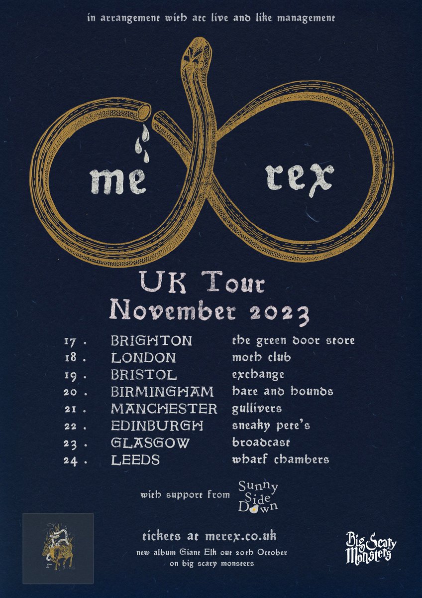 Excited to announce that Sunny Side Down are coming on our November tour with us ✨️🍳 Thanks to everyone who's bought tickets so far! Buying in advance really helps us out so if that's something you want to do, head to merex.co.uk/tour 🌹❤️