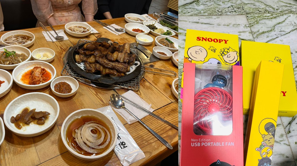 progressupdate_'s tweet image. ㅋㅋ 제가 발리에서 도착하자마자 (아침6시 월 인천공항) 다음날 부산(난생 처음) 출장을 열이 펄펄 끓는 채로 갔다왔딥니다? (신나게 논만큼 아픔😂) 근데 왜 밥은 이렇게 맛있고 본부장님은 또 소스윗 🥹? 선물안고 회사에서 도난당한노트북 새로 세팅해주시고 업무 복귀 !