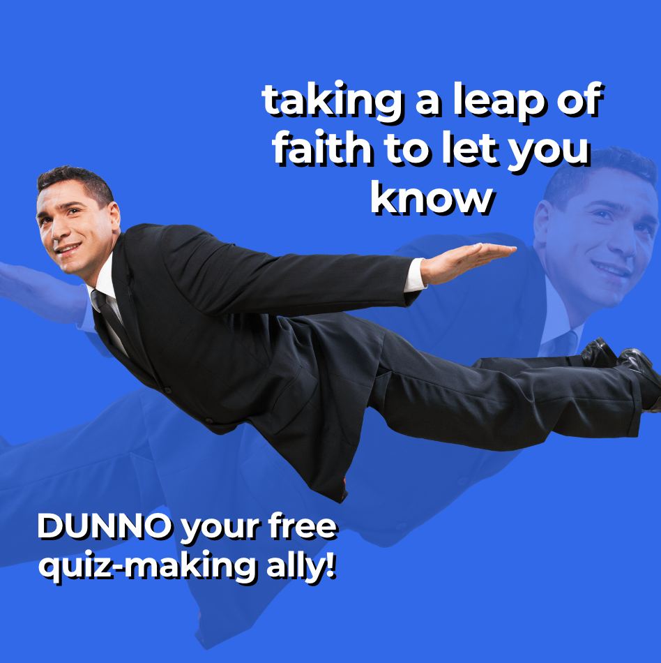 Ready to up your quiz game? 🧩  
Click the link 👉 dunno.gg👈 to  <a href="/playDunno/">🧠DUNNO🧠</a>  now — your free ticket to becoming the ultimate #quizmaster