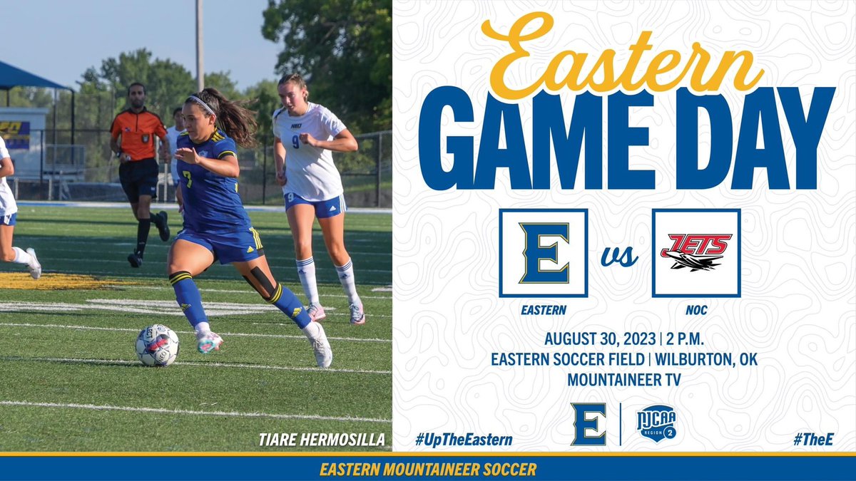 eosc_wsoc's tweet photo. It's Game Day! The Mountaineers open their home season against NOC! Can't make it to the game? Watch live on Mountaineer TV!#TheE #UpTheEastern #NJCAAWSOC
⚽️ vs. NOC
⏰ 2:00 PM
🏟 Eastern Soccer Field
📍 Wilburton, OK
🖥 https://t.co/g9lXDM9QOp https://t.co/bWqWuOuD5b