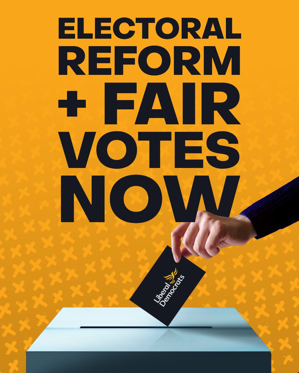 Only a fair electoral system can improve our politics and create a fairer country. In too many safe seats, MPs can ignore the majority of their constituents. ❌ It's time to replace outdated First Past the Post elections with a fair system where everyone's vote counts equally.🗳