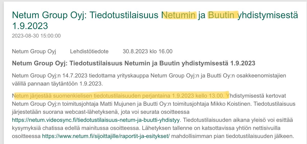 Netum ja Buutti
ne yhteen muutti…

Info 🎥 + livetwiitit perjantaina syyskuun 1. päivä klo 1️⃣3️⃣ tunnuksella #netumgroup <a href="/netumgroup/">netumgroup</a>