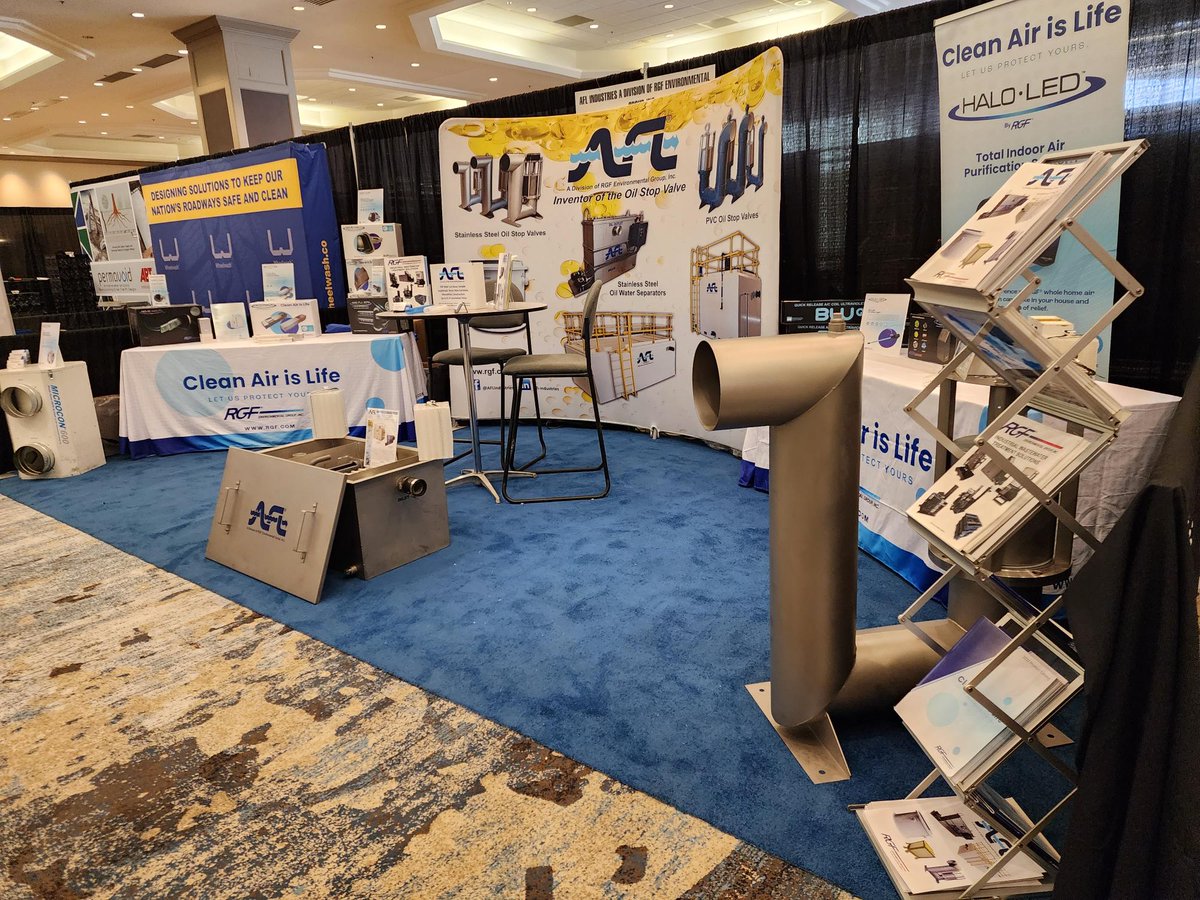 rgfenvgroup's tweet photo. Stop by booth 302 @StormCon to learn about #AFLindustries reliable corrosion resistant oil separators, oil stop valves, safety sumps and oil skimmers! Check out RGF's IAQ solutions for commercial applications. #StormCon #CleanAirInBuildingsChallenge #CleanAirIsLife #MadeInAmerica https://t.co/5ixvjGSMDc