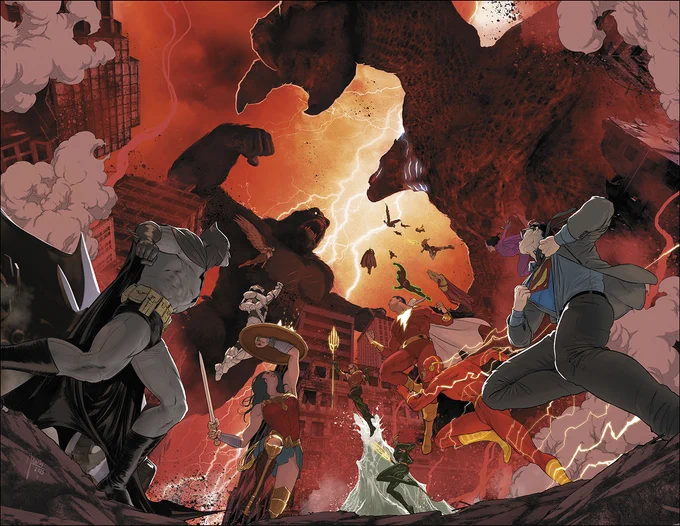 My connecting covers for Detective Comics 1074 and Action Comics 1057, WITH GODZILLA VS KONG!!! #Godzilla #KingKong #DCComics #GodzillavsKong 