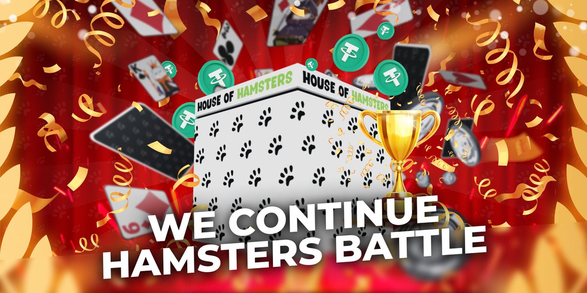 hohgameofficial's tweet photo. ⚔️ The Hamsters Battle!

We continue series’s of Texas Hold'em poker tournaments in Hamsters Battle, https://t.co/0ajaWN0lim where you can win NFT BOX or USDT.

The next tournament kicks off tomorrow on 31/08 at 12:00 PM UTC.

🎁 Prizes:
1st place = NFT BOX
2nd place = 30 USDT
3rd place = 20 USDT
4th - 6th place = 10 USDT
7th - 15th place = 5 USDT

Check out the tournament details and conditions here https://t.co/HTZsOrMRrs
❗️The House of Hamsters club ID was changed: new ID is 250367.

🐹 Good luck, folks!