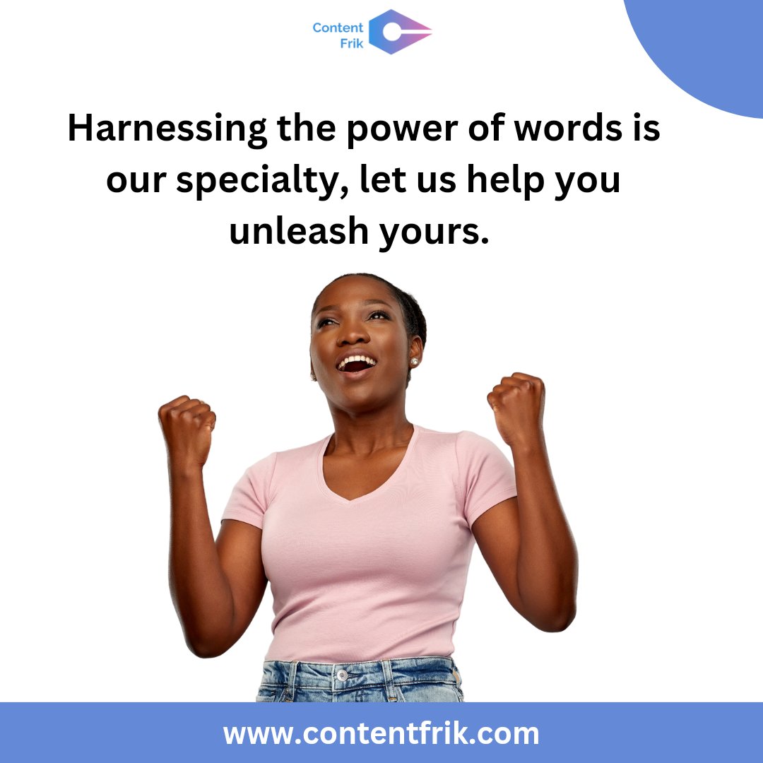 contentfrik's tweet photo. Unleash the Magic of Words with Contentfrik!  Our passion lies in harnessing the power of words to bring your ideas to life. Whether it's captivating content or compelling copy, we've got you covered. 

To learn more, send us a DM now.

#contentwriting #editing #copywriting https://t.co/Z7ArLmcNDC