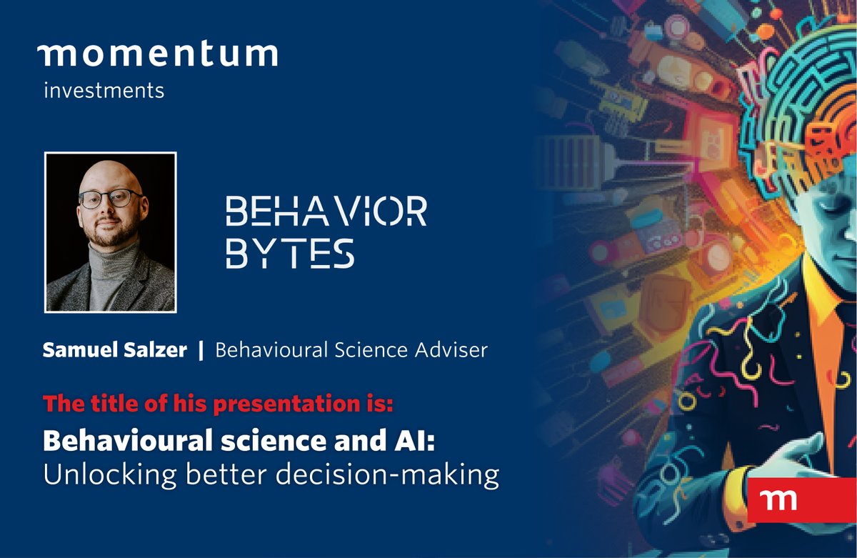 Samuel Salzer and Dr Laura de Molière looks at 'Behavioural science and AI: Unlocking better decision-making' at our webinar on the Future of Behavioural Finance.

#investments #behaviouralfinance