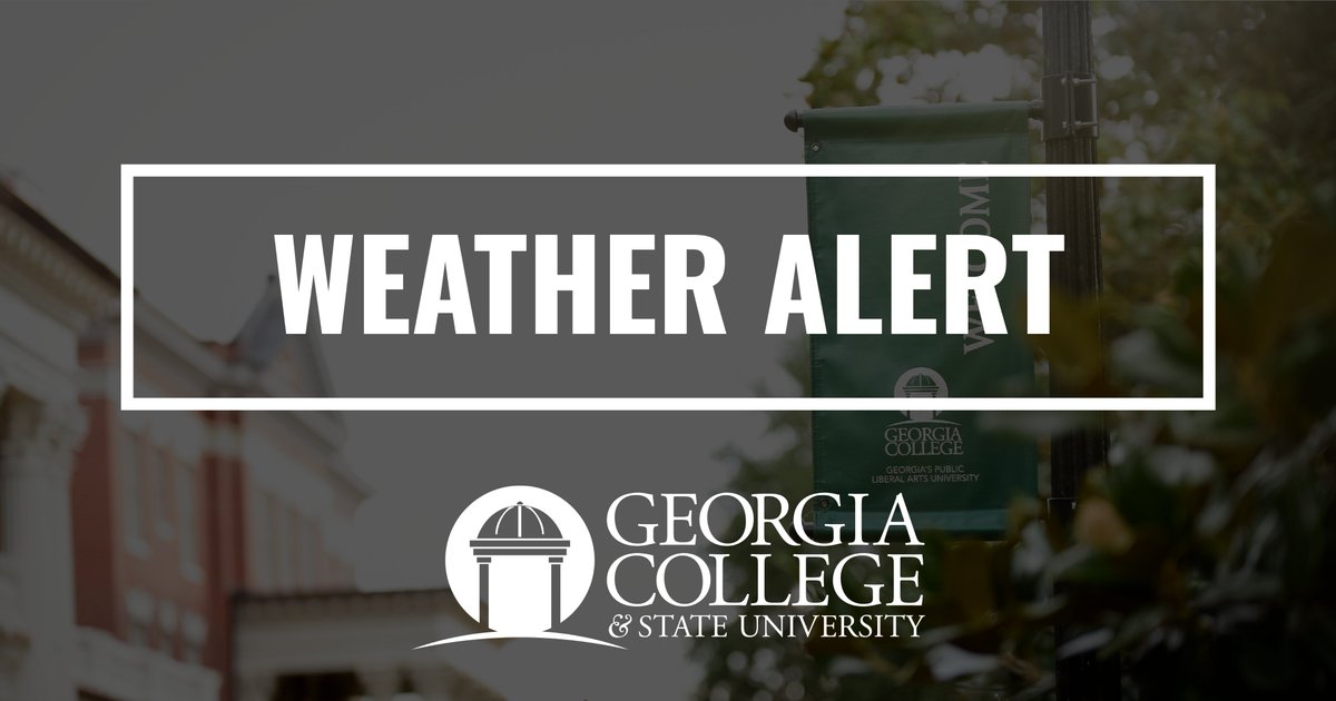 GeorgiaCollege's tweet photo. Hurricane Idalia has strengthened overnight, and our campus is now within the tropical storm warning zone. 

The GCSU campus will close at noon today, after which all classes and events will be cancelled until Thursday, August 31.

Updates: https://t.co/iFFiEn0wjx https://t.co/jJ932r8iKK