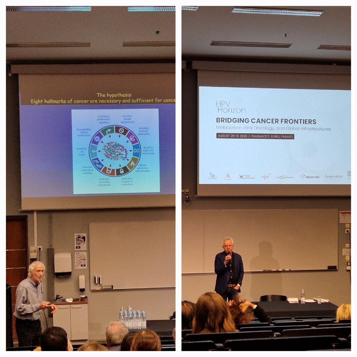PekkaRuusuvuori's tweet photo. Lively scientific program in Turku this week. Happy to contribute with a talk & panel discussion on #AI @fingmice tour seminar yesterday. Today attending the Bridging Cancer Frontiers seminar with outstanding speaker lineup. #hallmarks #cancer #uncan https://t.co/PCwJtRHZjh