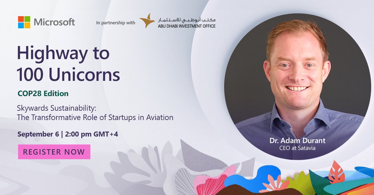 ✈️ This startup is on a mission to make flying greener by cutting the #climate impact and optimizing flight plans.
Get firsthand insights from the CEO of <a href="/SataviaUK/">SATAVIA</a>, as he explains the challenges &amp; opportunities for startups in this space: msft.it/60129VB58 

#100Unicorns