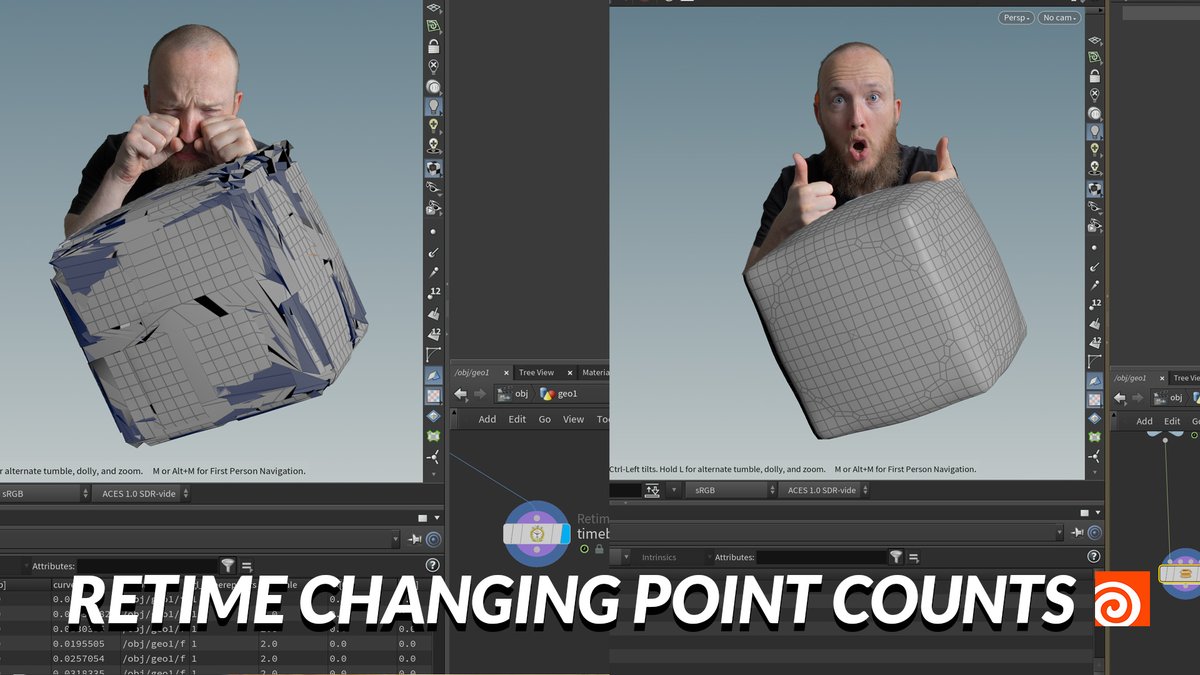 I recently discovered a trick that makes it easier to retime scenes where the outputs have changing point counts, and decided to record it into a short tutorial! check it out: youtu.be/BkXCEfAKwhY

#houdini