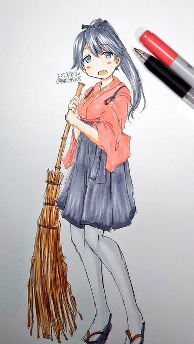 「hakama short skirt ponytail」 illustration images(Latest)