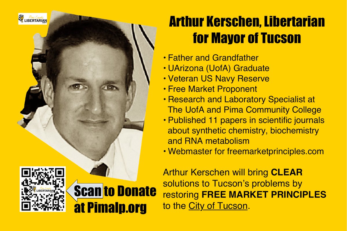 Arizona_LP's tweet image. TOMORROW IS A BIG DAY!

The Pima County LP  is holding its quarterly social and Celebrating the birthday of @LPNational!

This is an opportunity to meet your candidates! Arthur Kerschen for Tucson mayor and Pendleton Spicer for Ward 2 City Council! Come down or up to Ritz Carlton…