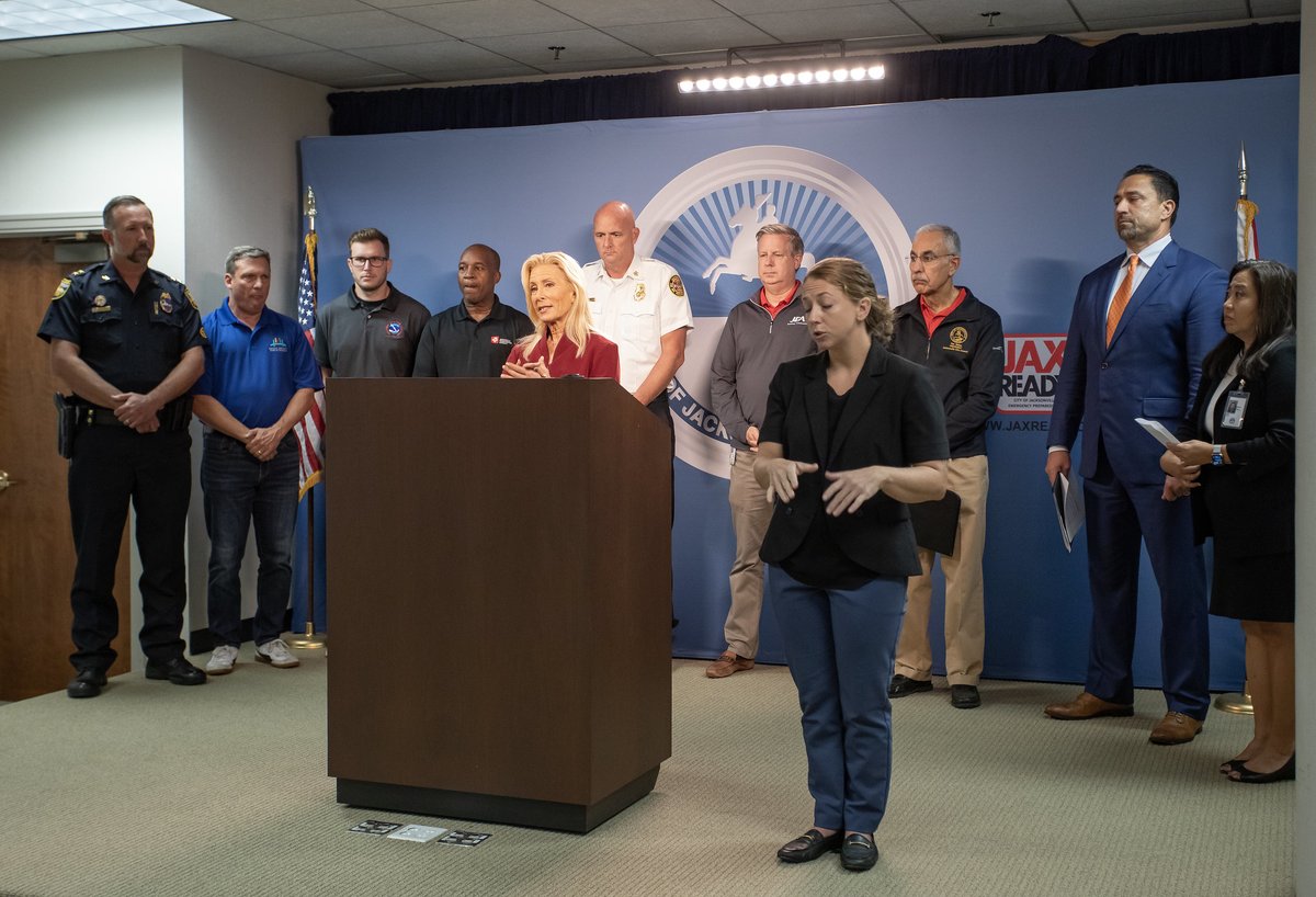 City of Jacksonville (@cityofjax) on Twitter photo The next Hurricane Idalia update from the City will be today at 12:05pm. <a href="/MayorDeegan/">Mayor Donna Deegan</a> and officials will provide the latest details and information concerning the local response to the storm.
Thank you for watching, listening, or streaming through your local news stations. The next Hurricane Idalia update from the City will be today at 12:05pm. <a href="/MayorDeegan/">Mayor Donna Deegan</a> and officials will provide the latest details and information concerning the local response to the storm.
Thank you for watching, listening, or streaming through your local news stations.