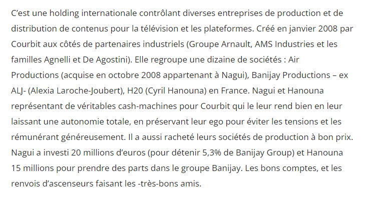 comptapers's tweet photo. @BanijayFrance appartient @scourbit et @Cyrilhanouna y est actionnaire minoritaire mais il a un grand pouvoir de décisions, n'est-ce pas #poupettekenza ? 
Cyril Hanouna n'a qu'un seul but pour nos jeunes : les abrutir. https://t.co/INt6wh9JT6