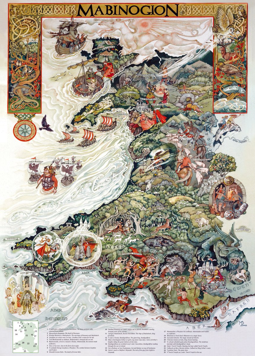 vintagemapstore's tweet photo. Mythical map of Wales, according to the Mabinogion,a collection of mediaeval Welsh prose. https://t.co/XyTxbdxHIJ