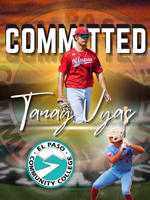 I’m beyond excited to announce my commitment to El Paso Community College to further my academic and baseball career. I’d like to thank all the coaches I’ve learned so much from and most importantly my parents for supporting me every step of the way. <a href="/Coach_Hunt5/">Wes Hunt</a> <a href="/juliensoucy16/">Julien Soucy</a>