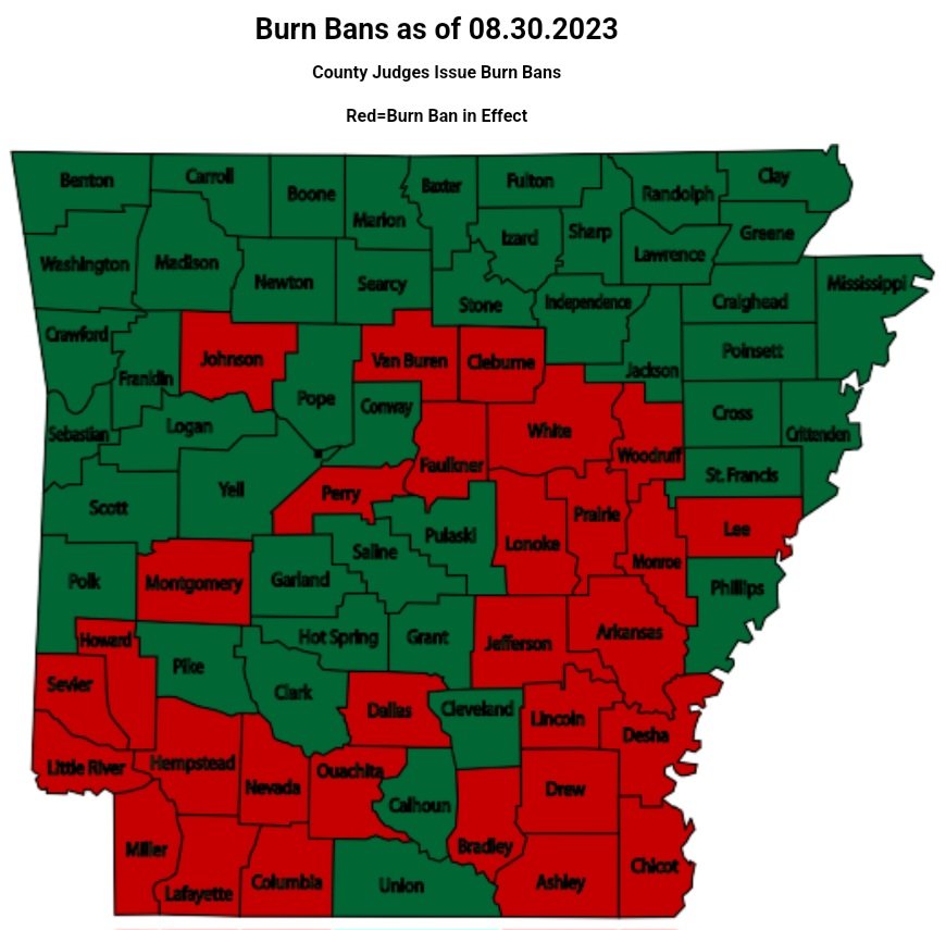 The county judges in Drew and Van Buren County have issued burn bans until further notice. 
#ARwx