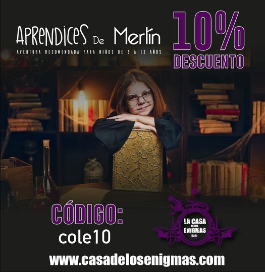 ¡No te pierdas nuestra Promoción! "COLE10" Desde el 01/09/2023 al 31/10/2023. lacasadelosenigmas.bookgy.com/share/?aoCgpKJ…