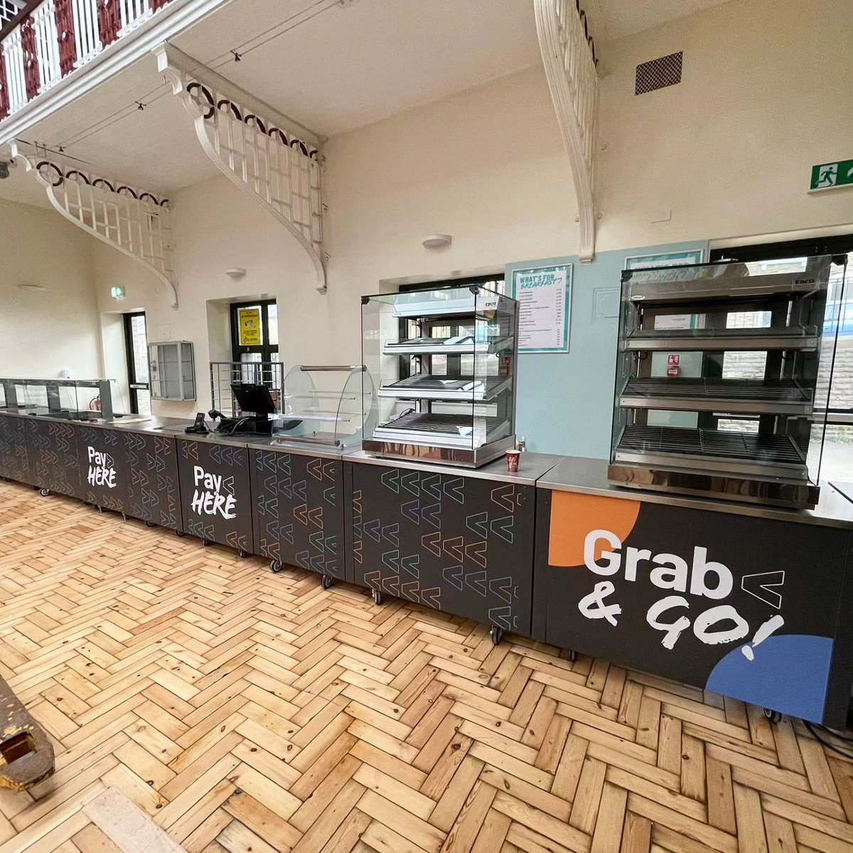 Space3Creative's tweet photo. The cafeterias at @shipley_college are all ready to welcome their students back in September with their lovely new graphics that we applied to the servery units this week! #shipleycollege #cafeteria #cafeteriagraphics #foodhall #shipley #saltaire #schoolgraphics #collegegraphics https://t.co/mIAX4kDoMF
