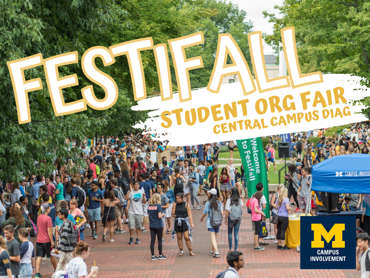 UMInvolvement's tweet photo. It is Festifall on the Diag today! This year there will be two separate sessions for students to attend: 2:30-5:00 pm and 6:00-8:30 pm. We look forward to seeing you at our largest involvement fair of the semester!

#WelcometoMichigan #GetInvolved https://t.co/PedD3nK1Yv