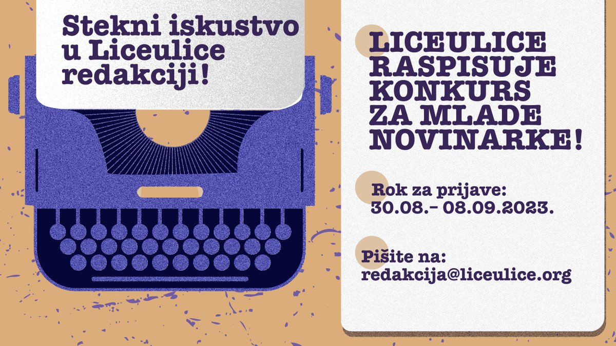 liceulice's tweet photo. #Liceulice poziva mlade novinarke zainteresovane da steknu praksu u oblasti angažovanog novinarstva, kao i priliku da se kontinuirano bave problemima sa kojima se suočavaju žene iz marginalizovanih grupa. 

Više informacija na https://t.co/BdEuylny1P

#konkurs #praksa https://t.co/pUVaNIvgW3