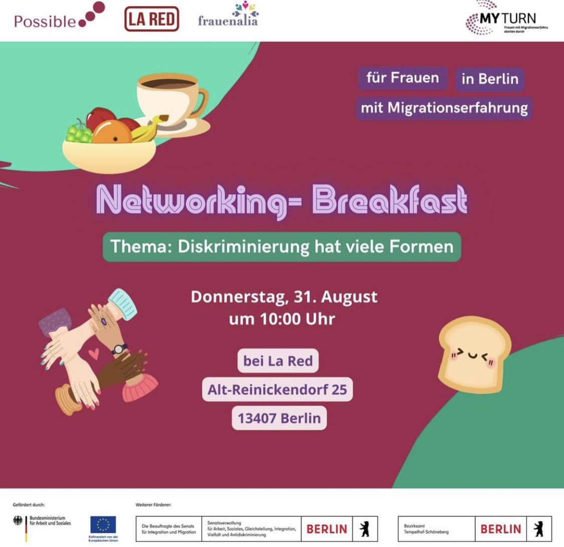 „Diskriminierung hat viele Formen“ darüber sprechen wir in unser 2. Networking Breakfast  bei #Possible und wir laden dich ein.  Kommt morgen vorbei.