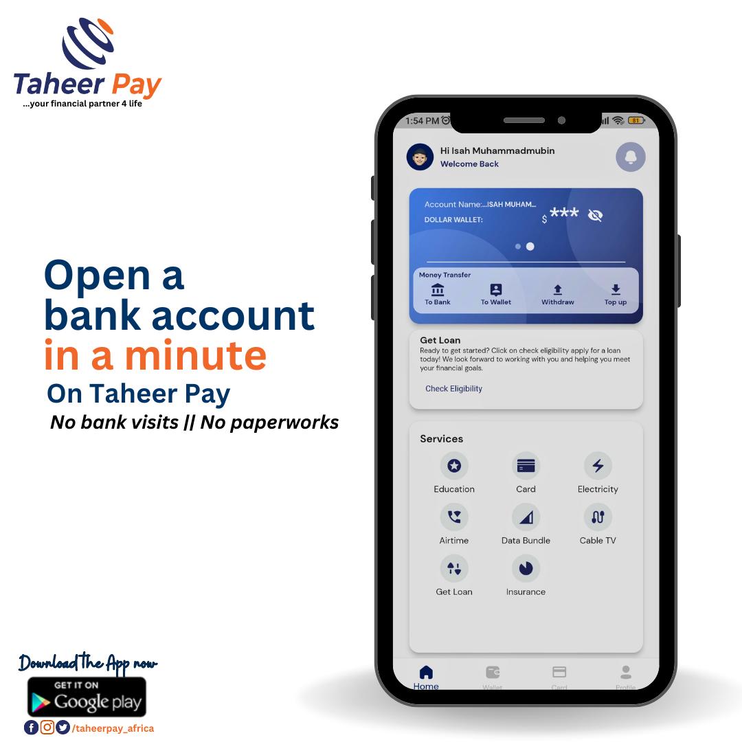 Hi Chief 💥

Open an Account and Enjoy Generous Cash Back, Free Money transfer Benefits on Taheer Pay. #TaheerPay #InternetBanking #FinancialFreedom