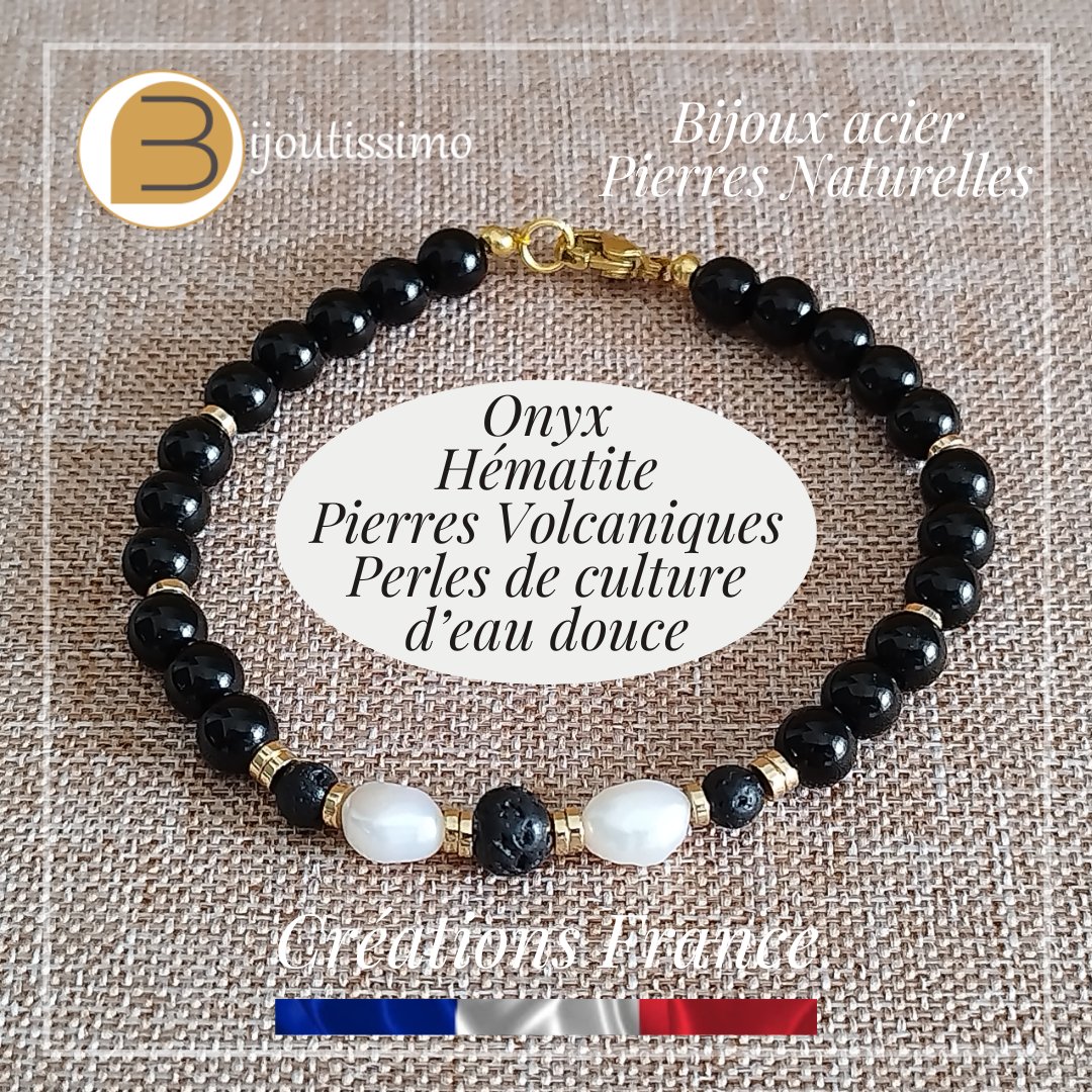 Bijoutissimo's tweet photo. Bracelet en perles naturelles et perles de culture d'eau douce blanches qualité AAA, sur fermoir et câble acier, créé en France par Bijoutissimo.
Offrez vous les bienfaits des pierres naturelles : Onyx, Hématite, Pierre volcaniques, et Perles de culture d'eau douce. https://t.co/amft3tNX4p