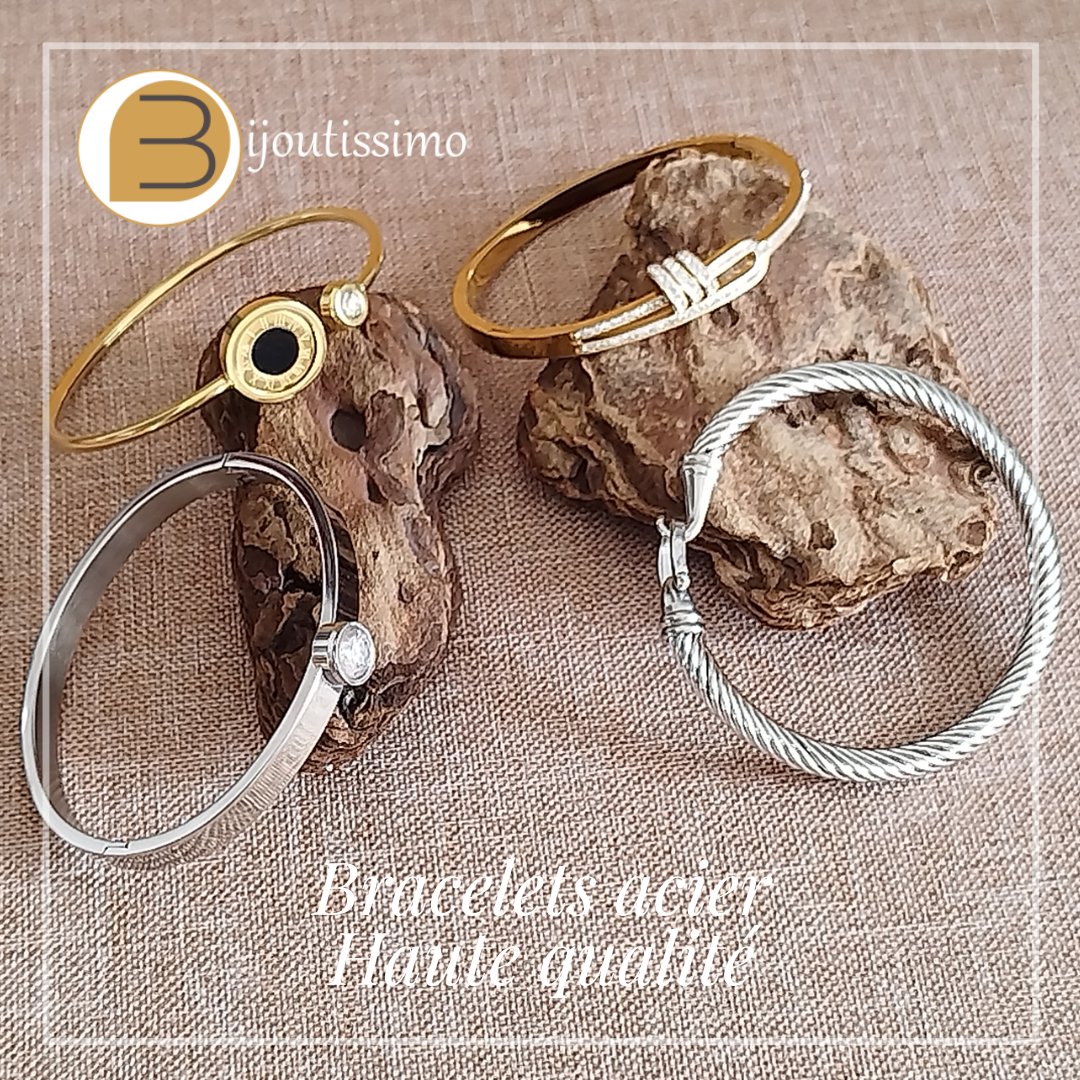 Bijoutissimo's tweet photo. Bracelets acier inoxydable, variante dorée à l'or fin ou acier poli. Certains modèles sont ornés de zircons blancs.
Des bijoux de haute qualité, faits pour résister à l'usure et à la décoloration.
N'hésitez pas à venir découvrir notre large collection de bijoux et de créations. https://t.co/SDLUcKP3ri